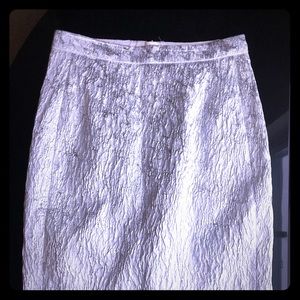 LK Bennett, Size 2 Silver Textured Pencil Skirt